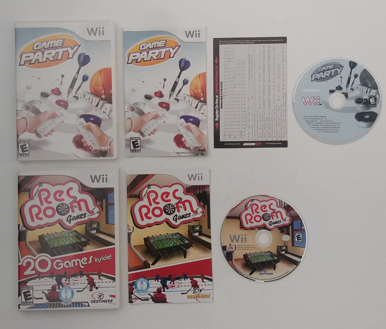 Rec Room Games & Game Party Nintendo WIi Games w/ Manuals CIB *DISCS