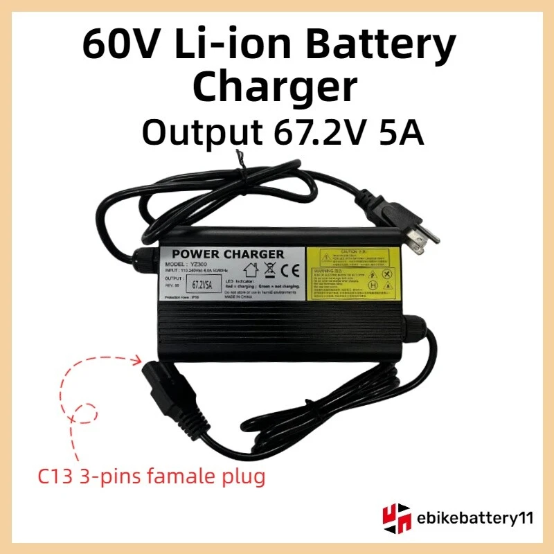 67.2V/71.4V 5A Charger For 60V EBIKE Lithium Ion Battery li-ion Electric Bicycle - Image 2 of 4