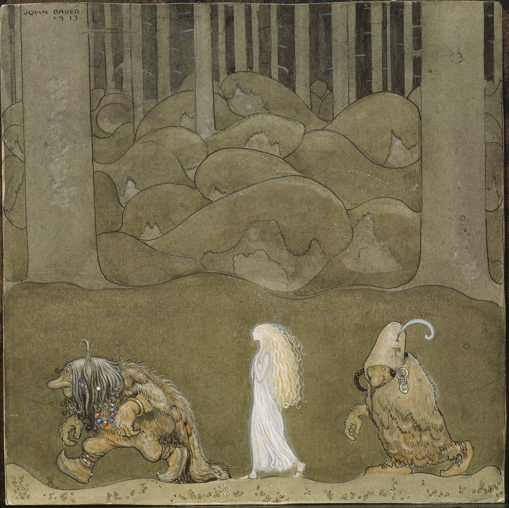 John Bauer The Princess and the Trolls Fairy Tale Art Print 1913