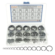 	Metric Round C-Clips Assortment Kit - 15 Sizes for Shaft Retaining Rings	