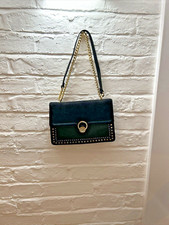 Topshop Black Leather Shoulder Bag Gold Chain Stud Detail BNWOT