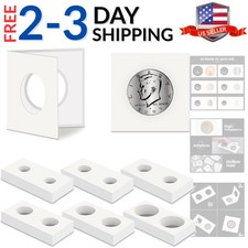 120 Pieces Self Adhesive Coin Holders Cardboard Coin Holder 6 Sizes 2" x 2" C...
