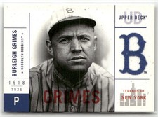 2001 UPPER DECK LEGENDS OF NEW YORK #3 BURLEIGH GRIMES BROOKLYN DODGERS