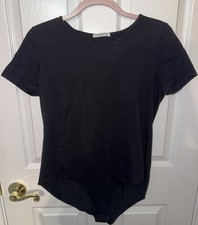 MANGOPOP Women's Black Short Sleeve One Piece Bodysuit XL