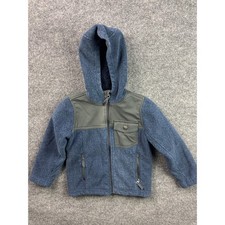 REI Fleece Hoodie Boys XXS 4/5 Blue Herringbone Full Zip Sherpa Lined Jacket