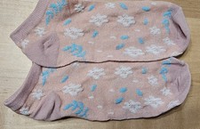 Women's Pink Floral Ankle Socks 1 Pair One Size Full Toe Casual Everyday