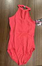 So Danca Leotard Womens Small Pink Tiler Peck TP150 High Neck Halter Mesh Ballet