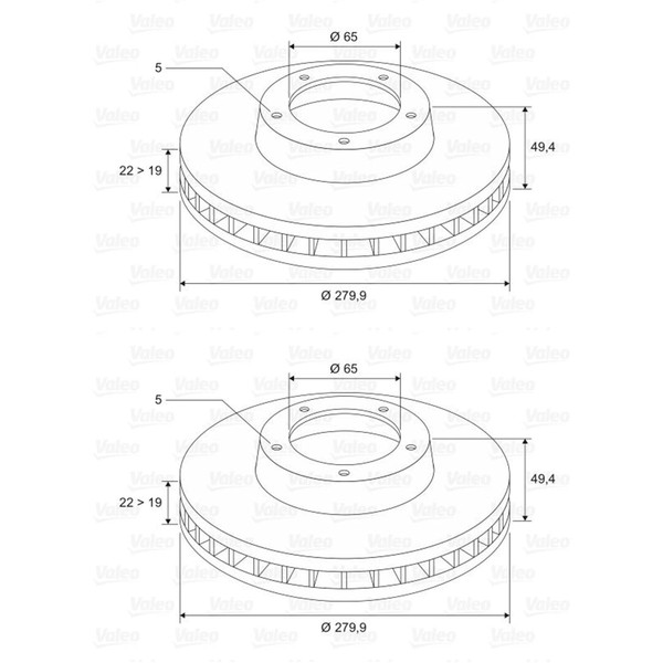 2X Valeo Bremsscheiben 280Mm BelÜFtet Vorne Passend FÜR Audi A3 Seat Altea Leon-image