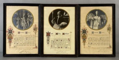 3 Pope Pius XI Catholic Apostolic Blessing and Indulgences Vintage