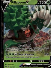 Rillaboom V Ultra Rare SWSH02: Rebel Clash 017/192 Grass Holofoil Pokemon Card