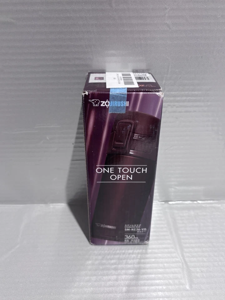 Taza de beber directa Zojirushi de acero inoxidable 360 ml Burdeos SM-KC36-VD nueva Foto 3 de 4