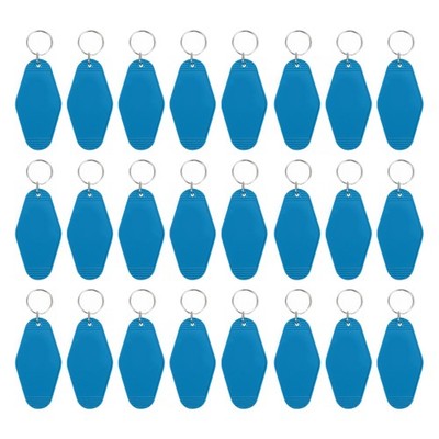 24 x Vintage Motel Keychain Blank Hotel Keychains Key Tag Light Blue