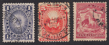 1886-95 Peru SC# 104-109 - Coat of Arms - 3 Different Stamps - Used