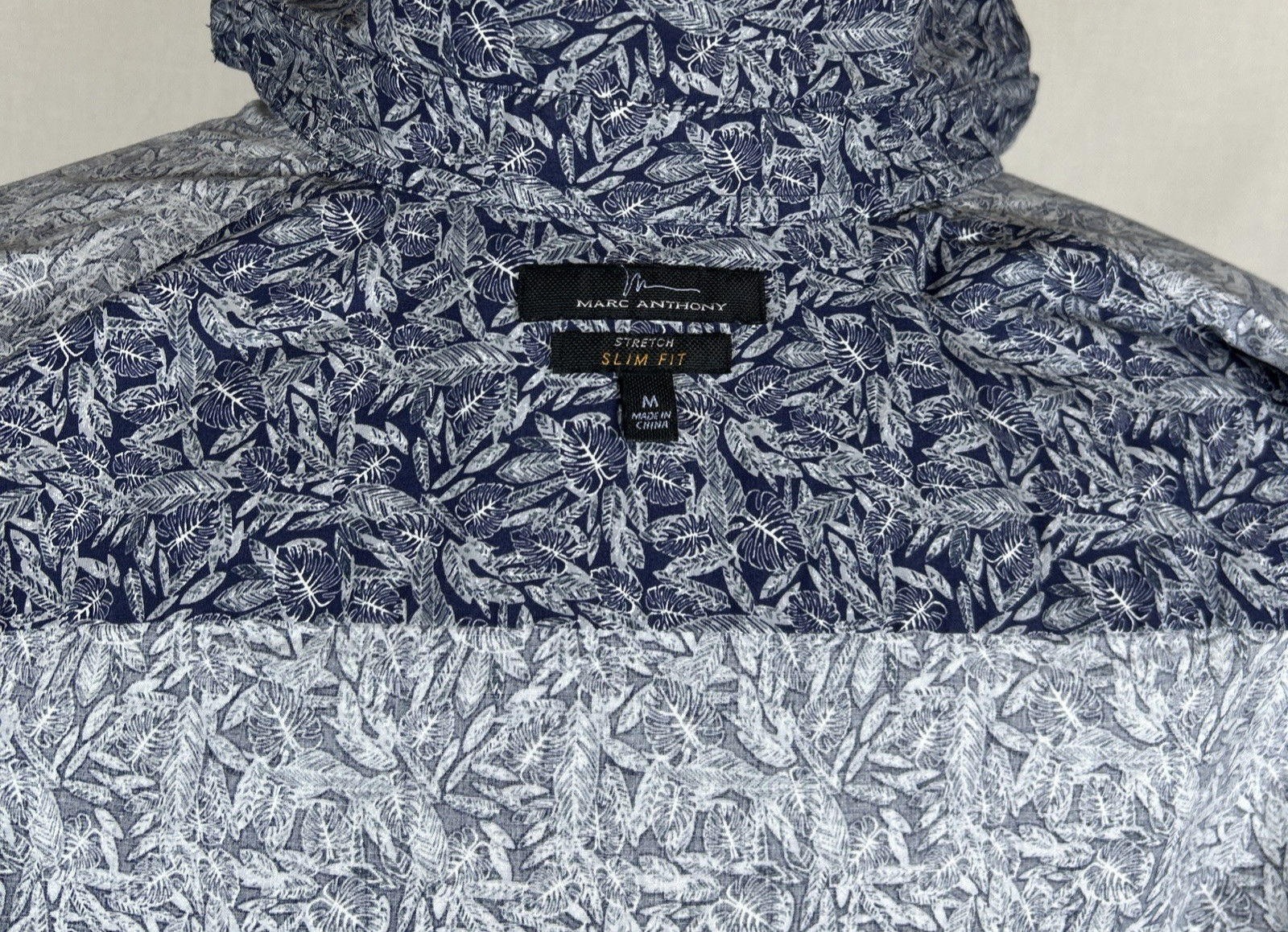 Marc Anthony Extra Slim Fit Men's M Button Down Long Sleeve Shirt Blue Floral