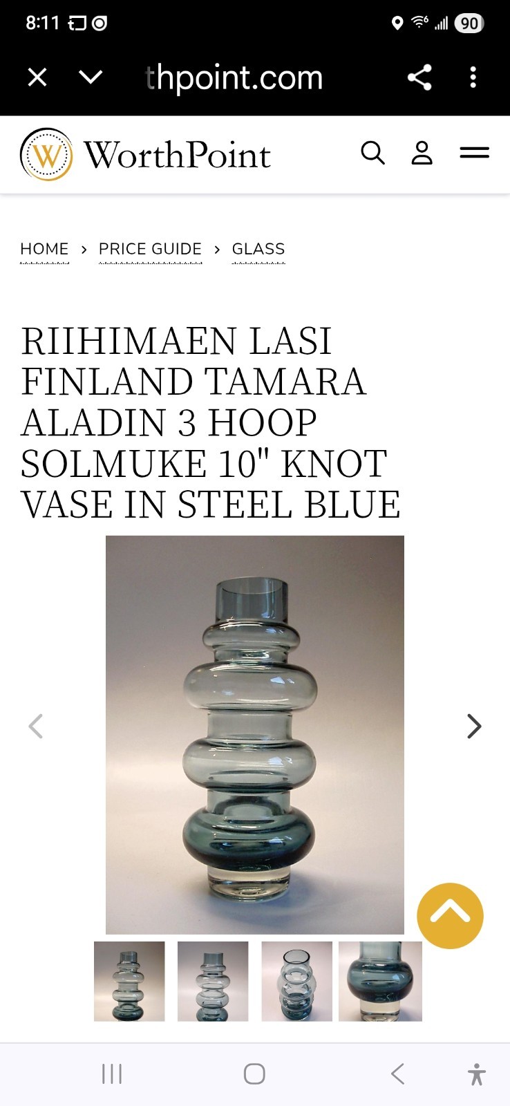 Riihimäen Lasi oy Tamara Aladin Large Blue Vase 10