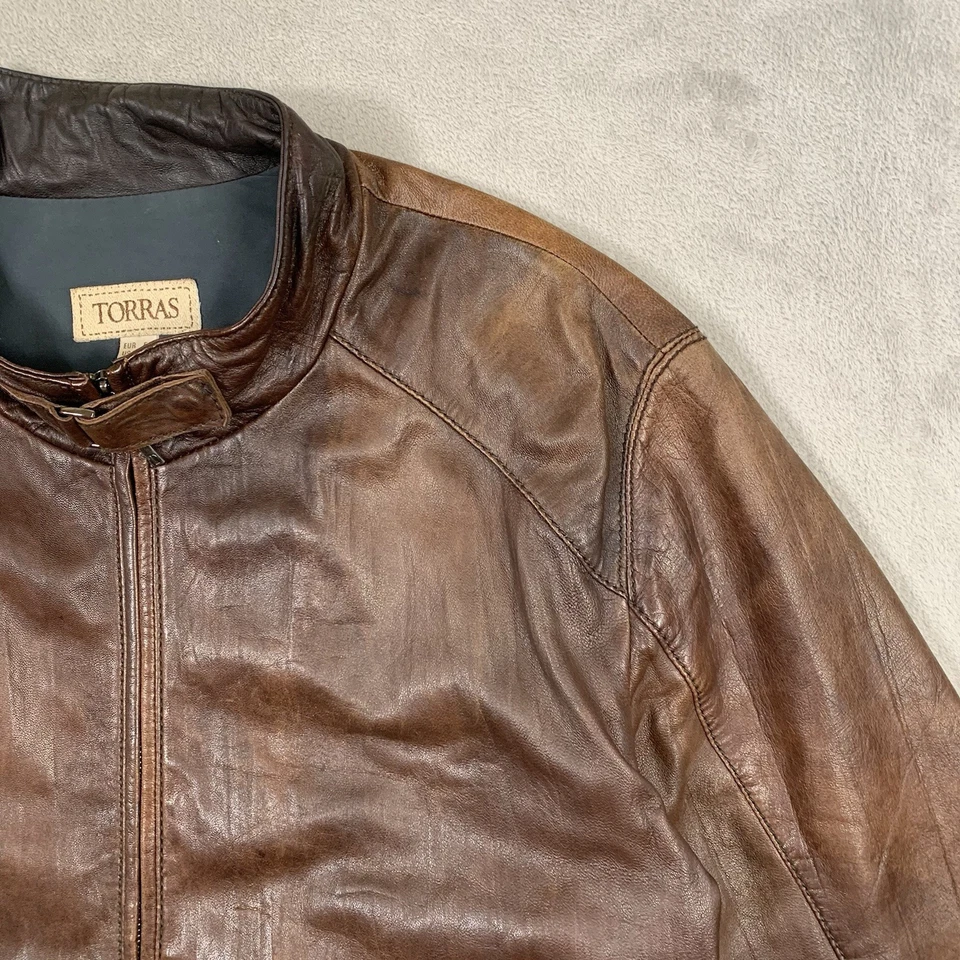 Torras Leather Jacket Mens 42 Brown Spain Spanish Patina Supple Butter Soft Cafe - Image 3 of 4