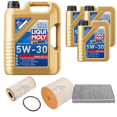FEBI BILSTEIN Inspektionspaket 8L Liqui Moly 5W30 Longlife3 für Audi A6 Avant
