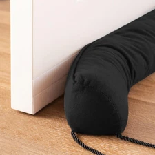 All-Season Door Draft Stopper with Washable Cover, 38", Black