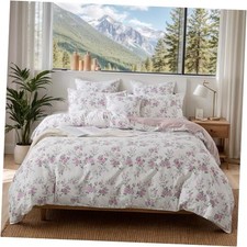 Vintage Floral Duvet Cover Set Size Premium 100 Cotton Rose Queen Purple