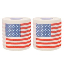 2 Rolls American Flag Pattern Toilet Paper Bathroom Tissue Paper Roll Paper