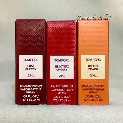 3pc Tom Ford Samples: Electric + Lost Cherry EDP, Bitter Peach EDP .07oz 2mL Ea