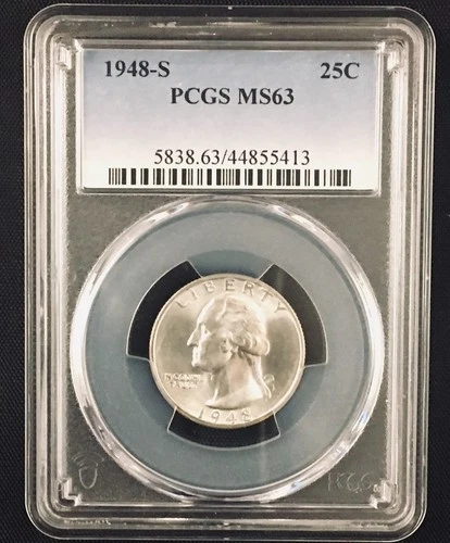 #0002   1948-S  WASHINGTON QUARTER   PCGS   MS63   (BU)