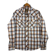 Wrangler Retro Western Plaid Pearl Snap Shirt Men s XL Long Sleeve Cowboy Ranch