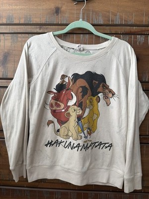 Vintage Disney Lion King Reversable Sweatshirt L Hakuna Matata Simba Scar 90s 