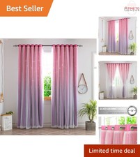 Kids Princess Bedroom Curtains Polyester Star Pattern Room Darkening 52x63