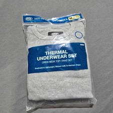 new Rugged Wear Thermal Underwear Set Men Medium Gray Waffle Knit 2pc Base Layer