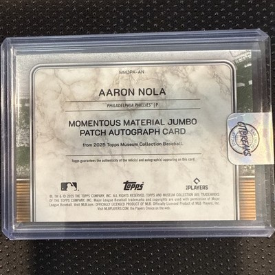 2025 Topps Museum AARON NOLA Momentous Material Jumbo Patch Auto 