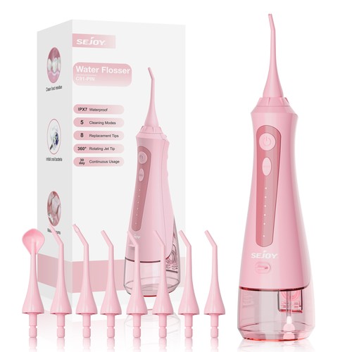 SEJOY Water Flosser Cordless 230ml Water Flosser Dental Cleaner With 8 Jet Tips - Picture 4 of 14