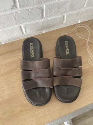 Vintage Skechers Jammers Y2K 90s Leather Chunky Slide Brown 