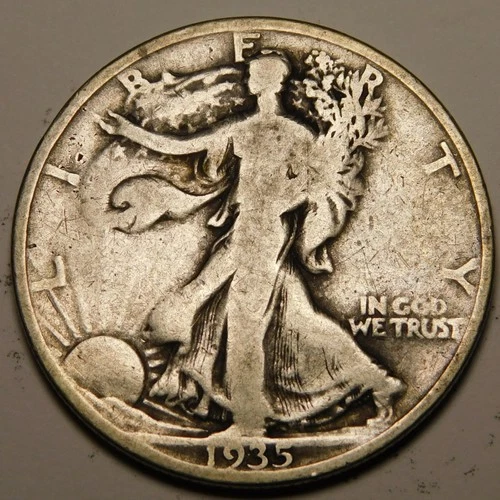 1935 P Walking Liberty Half Dollar 90% Silver VG-F   "As Pictured-Not Cleaned"