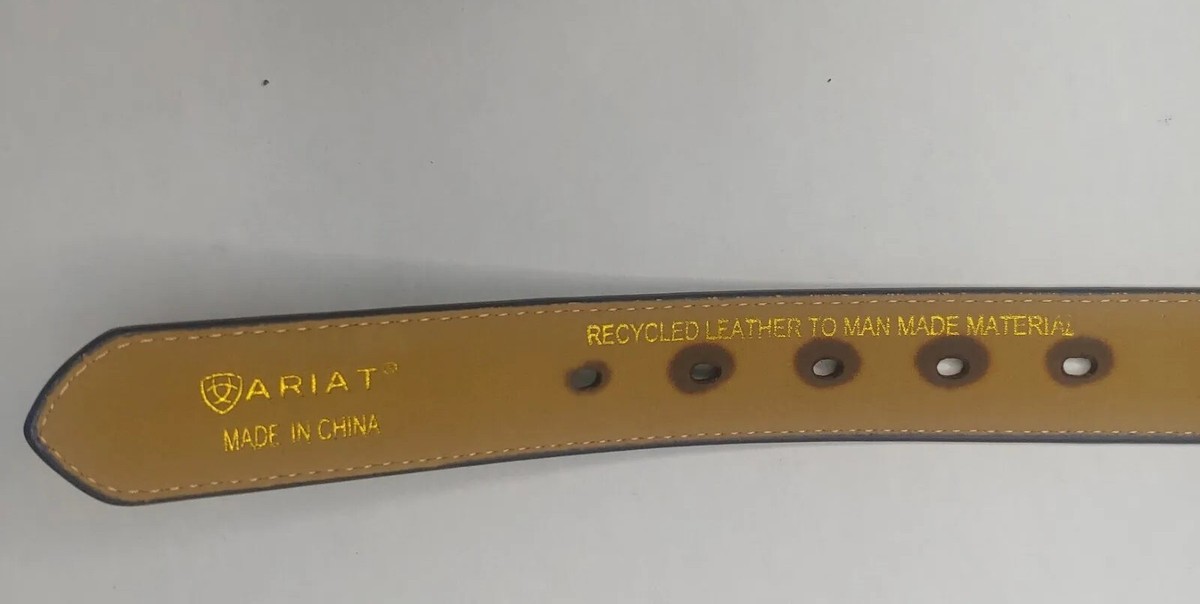 Ariat Womens Size 26 Waist Belt Tooled Recycled Western Brown Blue Cut Stone IMG_1302.jpg?crop=center&  main image 4