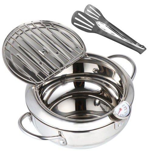 Frying Pot with Thermometer Japanese Deep Controllable Temperature Fryer