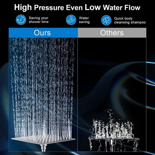 Shower Head Combo 12 Inch High Pressure Rain Shower Head with Adjustable Arm - Picture 4 of 12