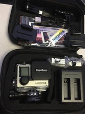 GOPRO HD HERO4 BLACK CAMERA HELMET CAM 16GB CARRY CASE LENS CAPS 2 BATTERIES CHG