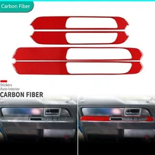 4Pcs Red Carbon Fiber Window Lift Switch Panel Cover For Ford F150 Raptor 09-14