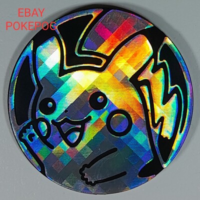 PIKACHU 2016 Jeton Pièce Coin Pog Pokémon Silver Pixel Holofoil Ø 34 mm (145)