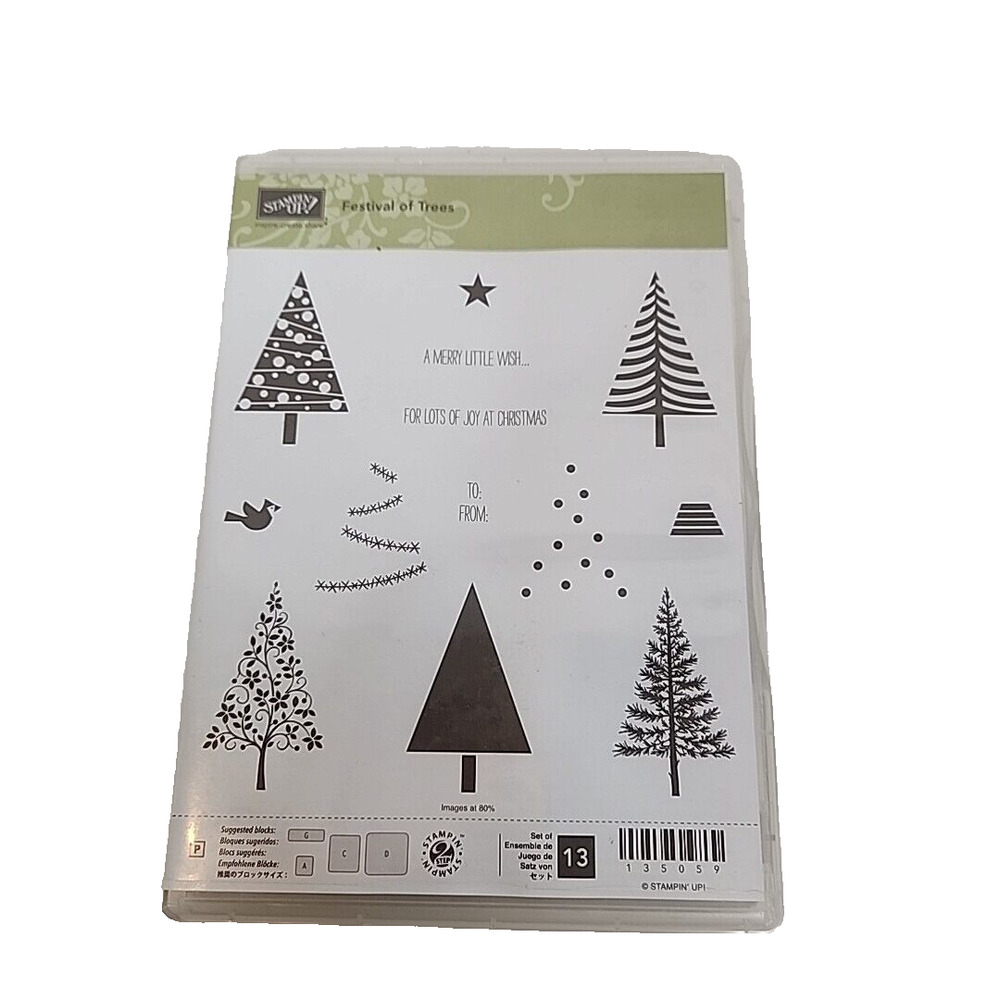Stampin' Up! FESTIVAL OF TREES Stamp Set of 13 135059 Merry Christmas Holiday