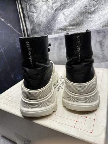 Alexander McQueen Black and White Tread Slick High-Top Sneakers Size US 11 - Picture 3 of 9