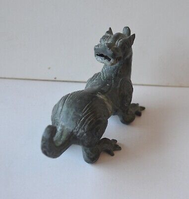 Buy Antique Tibetan Weathered Excavated Bronze (?) Statue Of A Mythical Cat / Dog