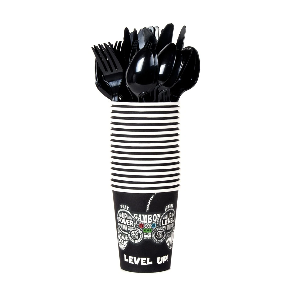 Kit de suministros para fiestas de videojuegos - Feliz cumpleaños - Fortnite Roblox - Sirve 16 Foto 3 de 3