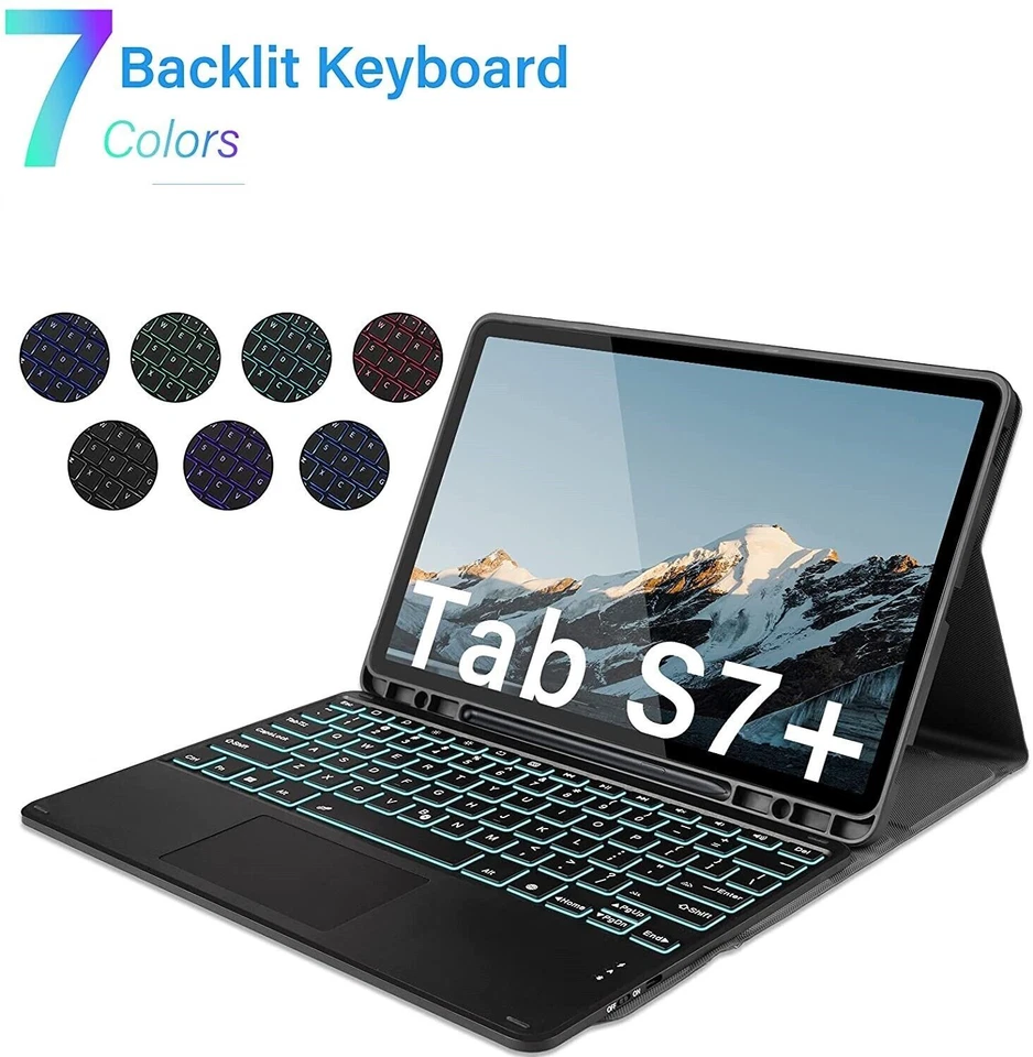 Detachable ABS Keyboard+Case Cover for Samsung Galaxy Tab S7FE 12.4" SM-T730/736 - Image 4 of 4