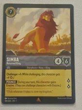 Simba Returned King Disney Lorcana First Chapter #189/204 Non Foil Rare