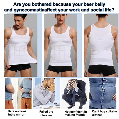 Mens Body Shaper Slim Tummy Vest Compression Shirt Tank Tops Shapewear Workout - Bild 5 von 39