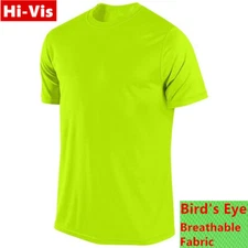 Hi Vis T Shirts High Visibility Safety Work Neon Green Sports Wear Short Sleeve