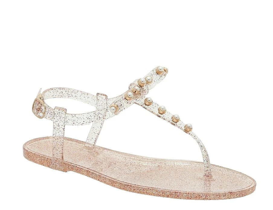 Блестящие женские сандалии сверху пластик