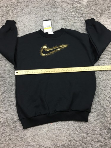 Felpa Nike Ragazza Ragazzo Taglia S Nero Oro Swoosh DV9374-010 - Foto 7 di 12
